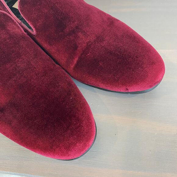 Steve Madden Laight Slip On Velvet Loafers Men Size 8 Wine Luxury Quilted Lined - Picture 4 of 8